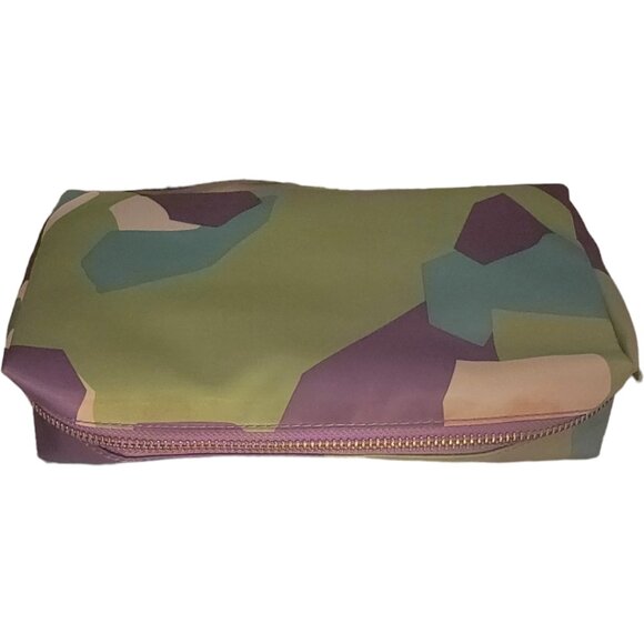 Mid Size Cosmetic pouch in a purple, green and white print - Picture 5 of 6